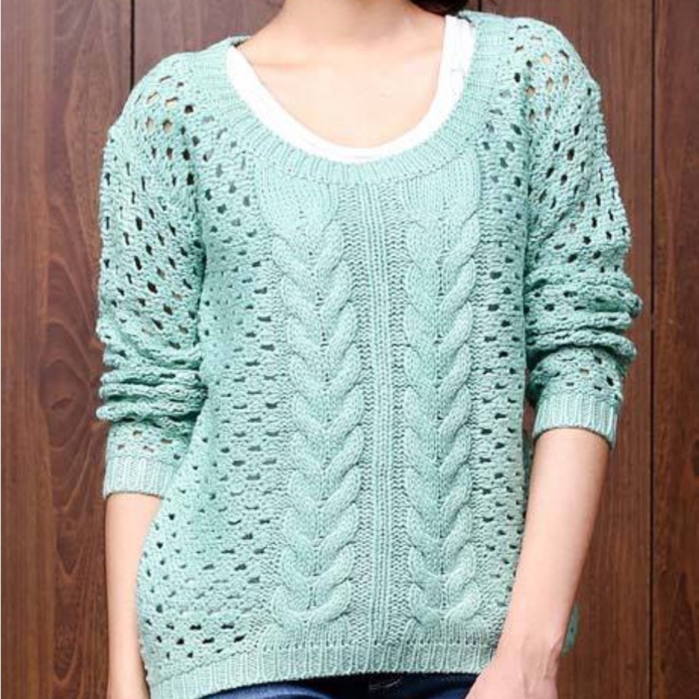 JCPenney Teal Open Knit Sweater